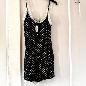 Victoria’s Secret Polka Dot Lace Trim Loungewear Nightwear Romper